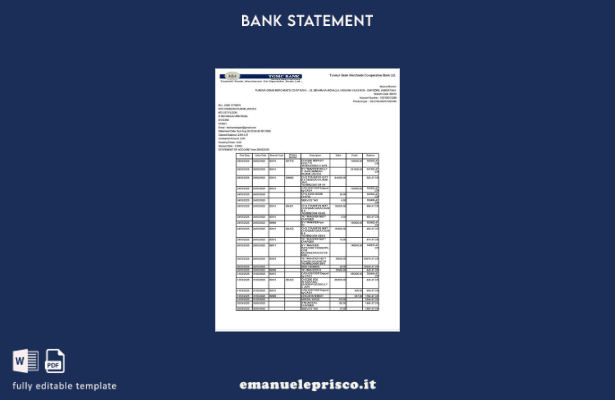 modello di estratto conto bancario cooperativo in stile verificato India Tumkur 